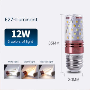 Super bright LED bulb three-color dimming E27 screw 12W corn lamp candle bulb household energy-savin