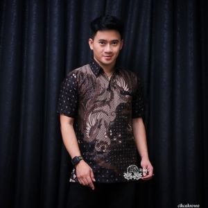 Baju Batik Pria Lengan Pendek Kemeja Batik Pendek Cowok Dewasa Kerja Kasual Kantor Banyak Motif C