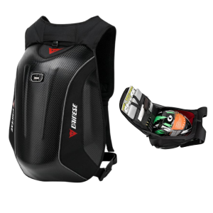 Motorcycle Carbon Fiber Hard Shell Backpack Waterproof Moto Racing Bag Helmet Bag Beg Motosikal Besar Kalis Air Travel Storage