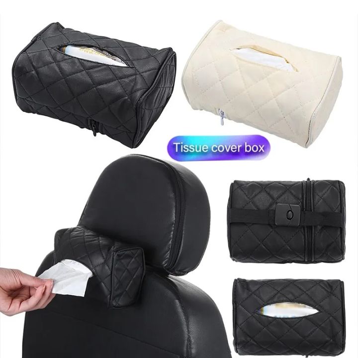 Universal Tissue Box PU Leather Car Sun Visor Hanging Holder Car Tissue ...