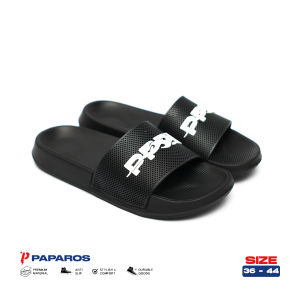 Paparos Footwear Floxy Series Sandal Slop Polos Karet Hitam Putih Sendal Pria Tanpa Lem Anti Licin