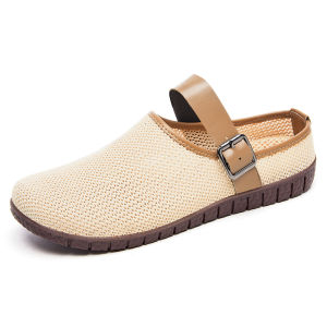WomenS Summer New Versatile Retro Soft Sole WomenS Shoes Ins WomenS Outdoor Slippers Mesh Closed-Toe Mules