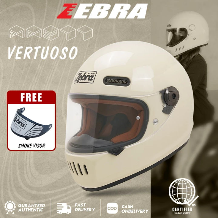 ZEBRA VERTUOSO Classic Helmet For Motorcycle Retro Helmet Full Face ...