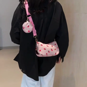 Thực tế vải to sợi Túi đeo chéo Casual handbagfashion nách PURSE Dâu Tây Túi đeo vai cho sử dụng thường nhật