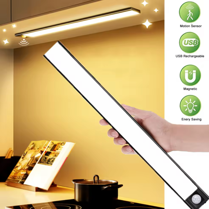 Motion Sensor LED Lights Rechargeable Magnetic Cabinet Light 20/40/60CM ...