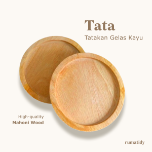 【RUMATIDY】TATA Wooden Coaster Tatakan Gelas Alas 9cm  Kayu Bulat Wooden Tatakan Gelas Alas Gelas Minum Props Foto Kayu