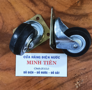 Bộ 4 bánh xe đen 4F 5F 6F xoay 360 độ chất liệu thép với vỏ bánh xe cao su cứng chịu tải trọng lớn hoạt động bền bỉ và êm ái.