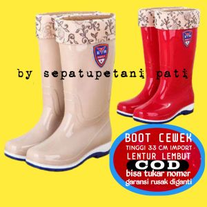 COD SEPATU BOOT WANITA CEWEK IMPOR PANJANG 33 CM BUKAN AP BOOT Sepatu Boot APD Medis Pendek Cewek dewasa BOOT KARET CEWEK - AP BOOTS Sepatu Boots Wanita Anti Air / Sepatu Boots Hujan Low Heels (bahan karet untuk wanita)