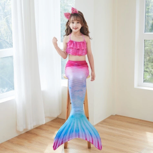 3 in1 Mermaid Costume for Girls 3pc Mermaid Swimsuit Tail & Tops Set For KidsFashion Princess Dress For 3-11 Years Old