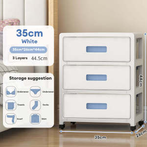 JOVNO 35CM6-Tier Wheeled Drawer Cabinet | Space-Saving Clothes Organizer | Heavy-Duty Plastic