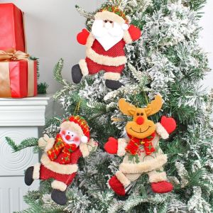 NAELIN 4pcs 19cm Dây Chuyền Búp Bê Giáng Sinh Người tuyết Nai sừng tấm Búp bê Giáng sinh bằng vải mềm Thú vị Ông già Noel Búp bê trang trí treo Lò sưởi