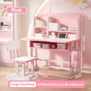 LULU Children Study Table Home Primary School Student Writing Homework Desk Minimalist Kids Desk And Chair Set Height Adjustable Table Suit For Home Study