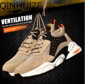 QINHUIZE anti-smashing anti-piercing mesh breathable labor insurance shoes work shoes PU soft-soled safety protective shoes for men