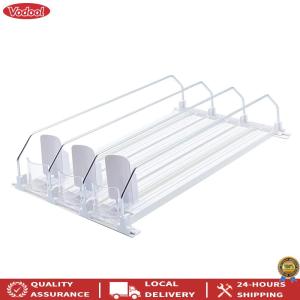 [NEWEST] Drink Organizer Dispenser Spring Push Canned Beverage Push Rack Adjustable Width Soda Can Bottle Pusher E-shaped Glide for Refrigerator