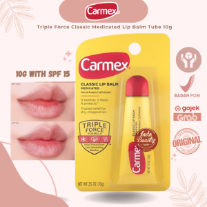 Carmex Triple Force Classic Medicated Lip Balm Tube 10g - Original USA untuk Bibir Kering / Pecah