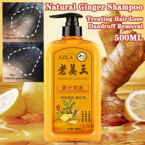 （FDA approved ）AZLA Ginger Hair shampoo 500ml Anti Hair Loss Nourish Hair Fast Growth Shampoo Oil Control Anti-Dandruff Repair damage Shampoo Scalp Treatment Regrowth Hair Thick Shampoo For men women