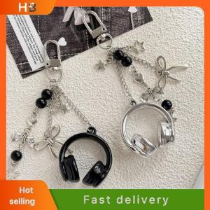 HB Cute Creative 3D Earphones Beading Pendant Keychain Mobile Phone Chain Earphone Charm Backpack Hanging Decoration Accessories