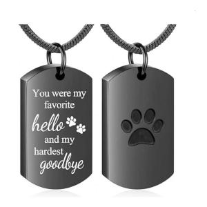 Rustproof Pet Loss Memorial Engravable Paws Charm Ashes Holders Dog Cats Urn Necklace Locket for Keepsakes