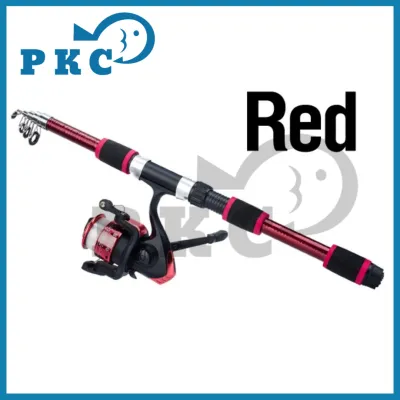 PKC Joran Pancing Set 1.8M Memancing Spinning Fishing Rod Reel Telescopic Portable 5.2:1 Gear Ratio