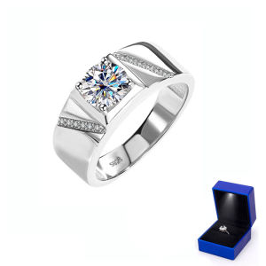 [100% real diamond]S925 sterling silver ring Psychic moissanite mens ring Simple and elegant mens wedding ring