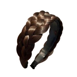 BEAUTY Wig Bertepi Lebar Kepang Bando Kepang Tulang Ikan Melebar Wig Hairband Menebal Kepang Lebar Twist Headband Wig