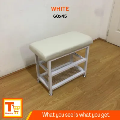 LEATHER DOUBLE LAYER SHOE BENCH MINIMALIST STORAGE SOFA CHAIR WITH SHOE RACK ORGANIZER