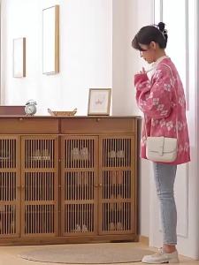 [Shipping from PH] Bamboo Shoe Cabinet 4layer Shoe Cabinet wood Shoe Cabinet Wooden with Door