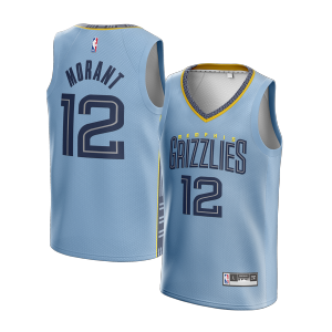Jersey Ja Morant Memphis Grizzlies #12  BIRU BLUE CITY 2022/2023 - Swingman Bola Basket NBA Baju Kaos T-Shirt Tshirt Atasan Costum Kostum
