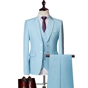 GUKENRO Blazer For Men ( Adjustable Pants Vest Coat ) High Quality Terno Korean Pure Color Slim Fit Groom Wedding Male Suit Set