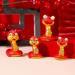 NCNC(OKDEALS01) 4pcs Cute Mini Lucky Snake Figurine Zodiac Snake Traditional New Year Snake Figurine  Car Ornament Blessing Small Snake Ornament New Year Decoration Gifts