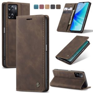For OPPO A57 A77 A57S A77S A78 A96 A95 A74 4G Phone Case Magnetic Leather Wallet Card Slot Couples Flip Cover Casing