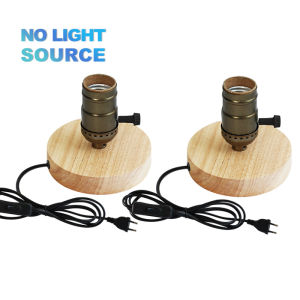 2ชิ้นโต๊ะ E27ทรงหลายเหลี่ยมโคมโต๊ะไม้ย้อนยุคปลั๊กโคมไฟ EU ด้านข้างห้องนั่งเล่นห้องนอนตกแต่งโคมไฟฐานไม้โคมไฟตั้งโต๊ะ