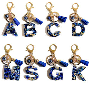 Evil Eye Keychain Tassel Keychain Blue Letter Protective Design Stylish Accessories for Women Men