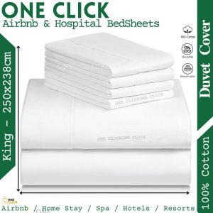 [#HOT] Cotton White Hotel Bedsheet Quilt Cover Comforter Pillowcase Bolster Case Flat Bedsheet | Fitted Bedsheet