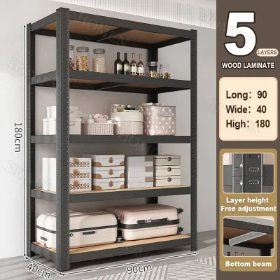 【Oversized 120X40X200cm】Multi-Purpose Storage Shelves with 5/6 Layer Metal&Wood Shelves 600kg Load Bearing Storage Shelving Units Metal Rack Boltless Rack Steel Shelf for Store Display Rack Kitchen Living Room Garage Commercial Industrial Steel StorageRa