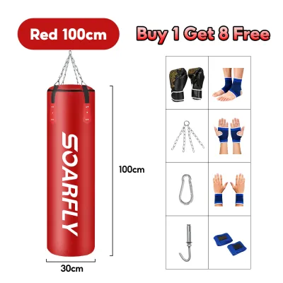 【Buy 1 Get 8】SOARFLY PU Boxing Punching Bag 100-120CM for Adults PU Heavy Duty MMA Fitness Sandbag With Boxing Gloves PU leather punching bag