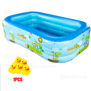 Kolam Renang Karet Anak Dewasa Keluarga 3 Rings Jumbo Besar Mandi Bola Murah Inflatable Swimming Pool For Kids / Kolam Renang Anak / Kolam Renang Karet / Luar Ruangan 305cm/260cm/200cm kolam renang anak jumbo petak karet bahan tebal 2.1M kolamrenang anak