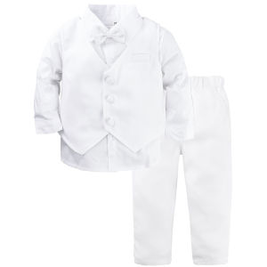 A&J DESIGN Pormal Outfit Kids Boy Christening Outfit Toddler Baptismal Birthday Party Attire Formal American Suit Children Wedding Gentleman Dress 4 Pieces