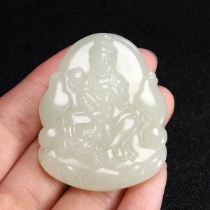 Hotan Jade the guardian god of the twelve Chinese zodiac Goddess of Mercy pendant for men and women jade plate jade pendant necklace jade pendant Xiangmai