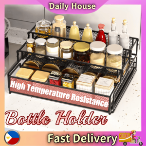 3 Tier Spice Rack Step Shelf Countertop Seasoning Condiment Organizer Kitchen Pantry Cabinet Kitchen Organizer Rack Cupboard Spice Bottles for Jars Seasonings Sundry Organizer