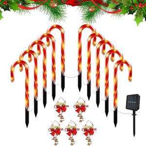 RGFV Landscape Lighting Candy Cane Solar  Lights Solar Lamp Atmosphere Christmas Decoration  Path Lights Energy-efficient LED Christmas  Garden Lamp Outdoor