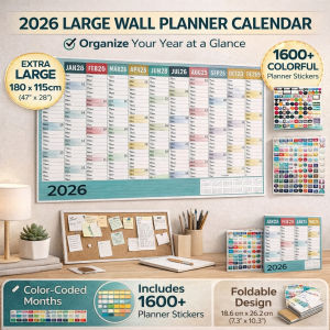 Wall Calendar 2026 Yearly Planner 2026 English Wall Hanging Desk Calendar Creative Design For Home Office