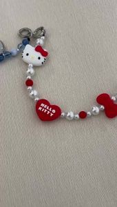 [Original] CASETIFY Chain Keychain Silver White Pearl Metal Bow Double Ring Short Chain Hanging Chain Pendant Phone Chain Accessories