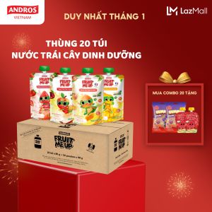 Thùng 20 Túi Nước Trái Cây Dinh Dưỡng - 100% trái cây thật - ANDROS FRUIT ME UP - 150mlx20