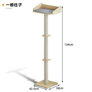 Cat Climbing Frame Sisal Column Cat Nest Cat Scratch Board Wooden Cat Tree Rack