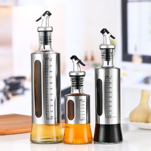 GIGBM Glass Multifunctional Olive Oil Stainless Steel Kitchen Seasoning Storage Dispenser Cooking Tools Wine Bottle Oil Kettle