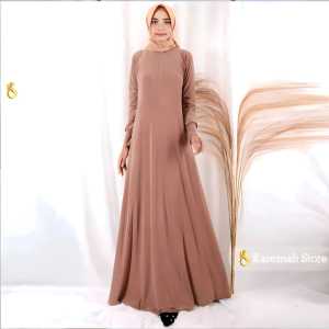 Gamis Polos Busui Resleting Depan Bahan jersey LD 100