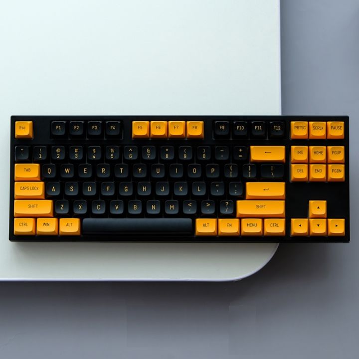 BỘ KEYCAP MDA PBT 150 PHÍM MÀU BLACK YELLOW, IN DOUBLE SHOT,FONT HỖ TRỢ NHIỀU LAYOUT