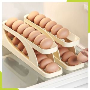 Refrigerator Egg Tray Automatic Rolling Egg Storage Box Egg Carton Double Layers Kitchen Countertop Drop Proof Egg Storage Box