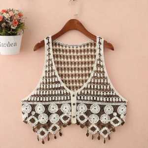 ROMPI VEST RAJUT COKLAT KOREA STYLE BUNGA2 VINTAGE